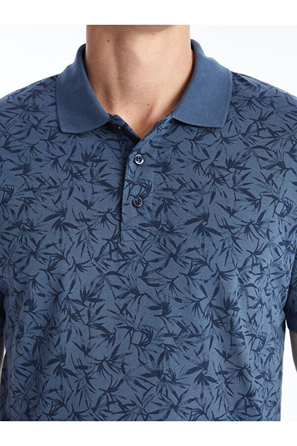 LC Waikiki Lcw Polo Collar Short Sleeve Patterned Combed Cotton