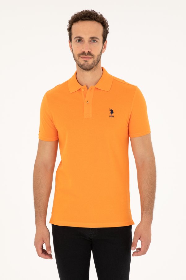 U.S. Polo Assn. Men's Slim Fit Polo Neck Orange Basic T-Shirt 50279613-Vr051