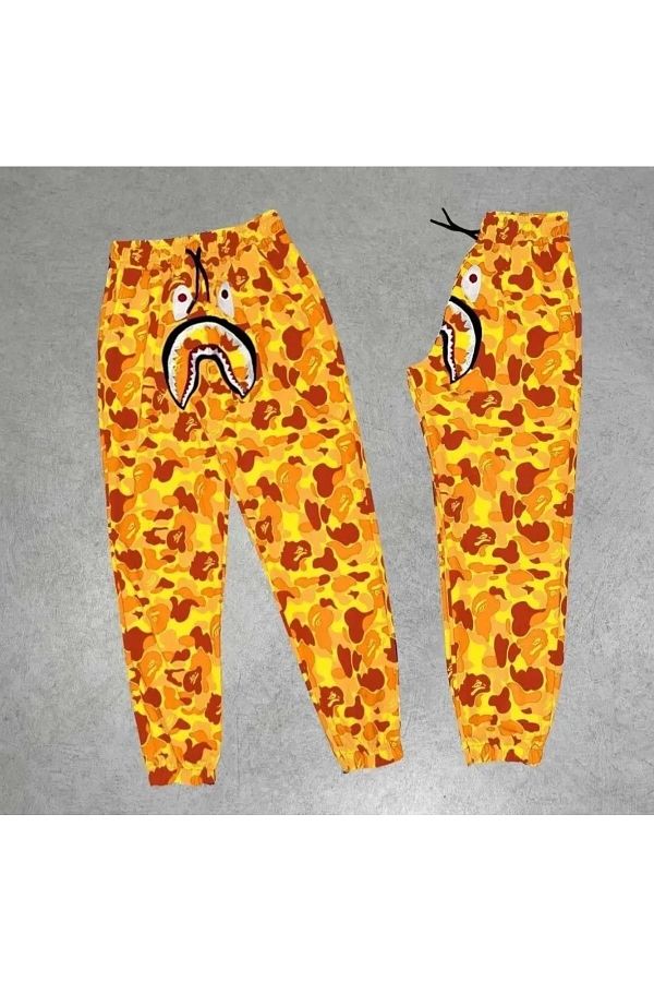 benimdunyam Unisex Pubg Bape x Shark Sweatpants Yellow Trendyol
