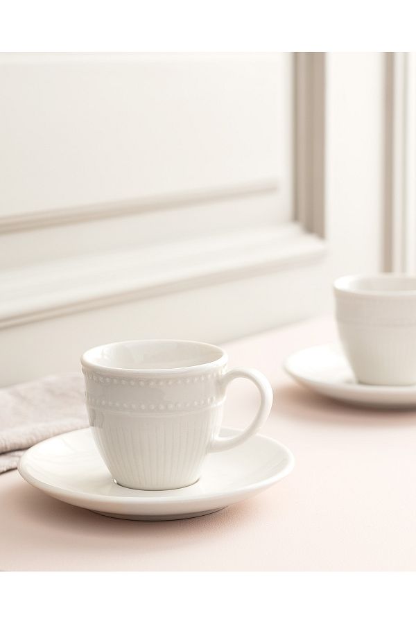 Madame Coco-Set cești de cafea Soleil pentru 2 persoane - alb - 90 ml 1