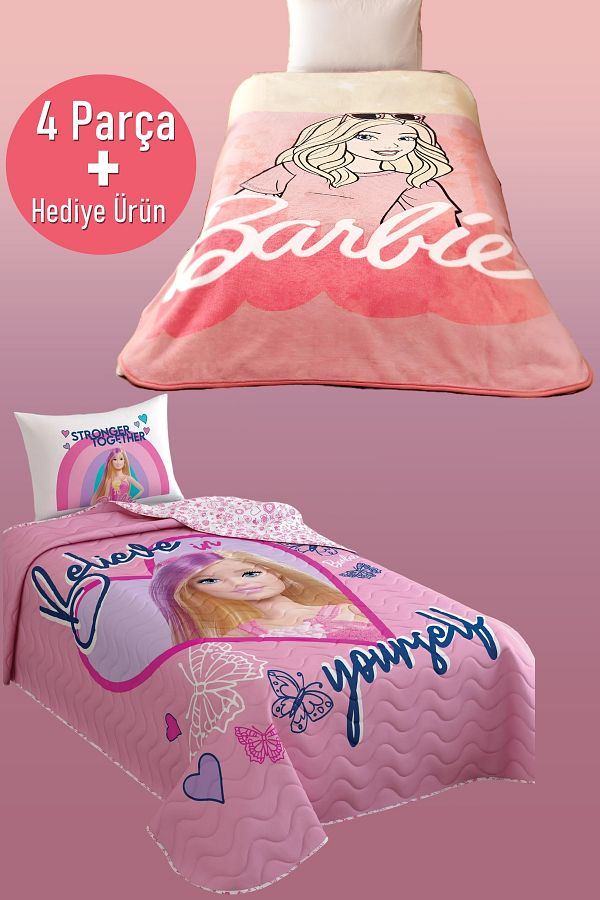 Tac Barbie Blanket Bedspread Pillowcase Pillow 4 Pieces Gift Product Trendyol