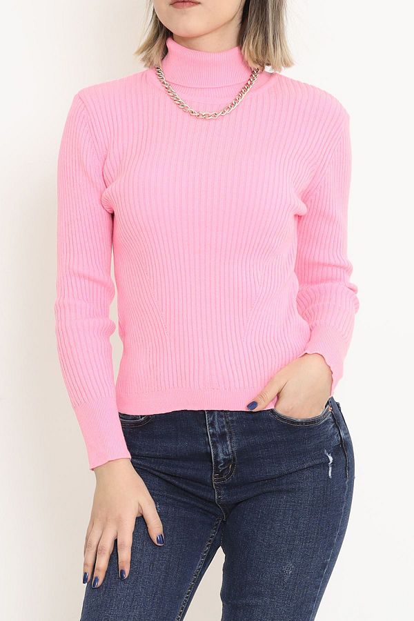 Ramby Neon Pink Turtleneck Knitwear Body 076.1739 Trendyol