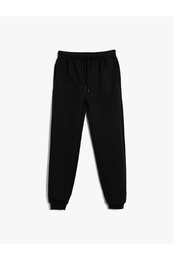 Koton-Textured Basic Jogger Sweatpants - Elastic Waist Pocket 1