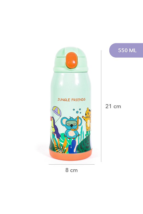 MILK&MOO Steel Kids Water Bottle with Bag Jungle Friends 550ml / 18.5 oz