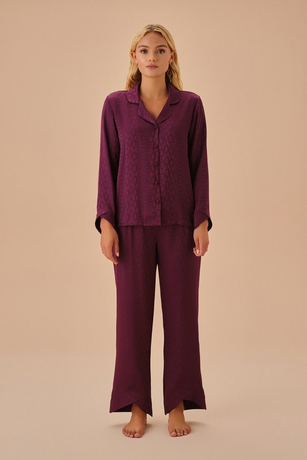 Suwen Brook Shirt Collar Pajama Set