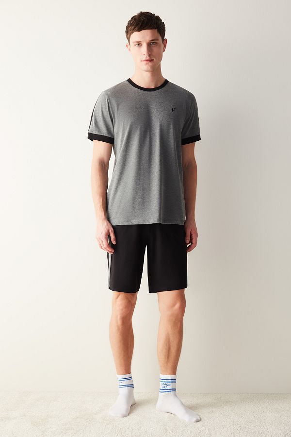 Penti-Black Stripe Shorts Pajama Set 1