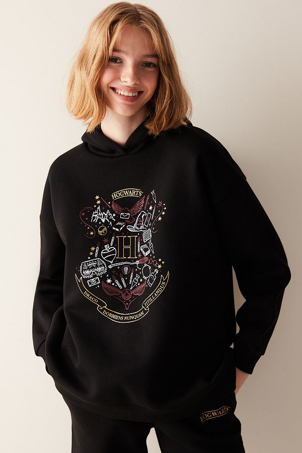 Penti Hogwarts Black Hoodie Sweatshirt Harry Potter Collection Trendyol