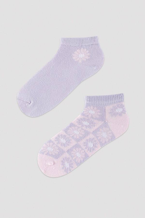 Penti-Girl's Floral 2-Piece Booties Socks 1