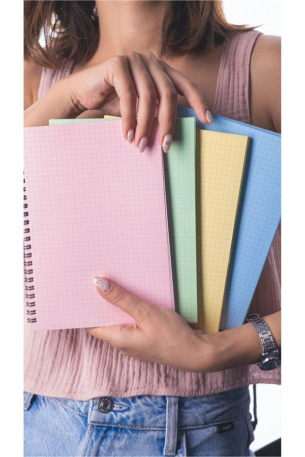 Dream Notes-A5 Spiral School Notebook 50 Sheets 100 Pages Set of 4 - Checkered Notebook - Colored Notebook 1