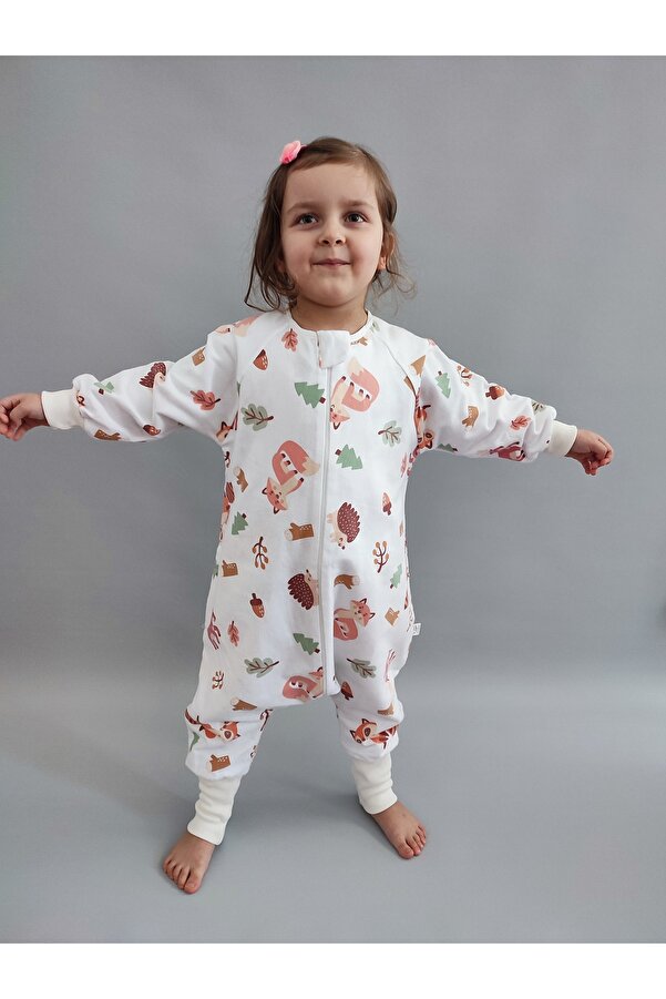 RUKİYE YAVUZ Pamuk Pazen Kollu Bebek Çocuk Uyku Tulumu %100 Pamuk Çift Kat 20-24 Derece 1 Tog Geniş ve Uzun Kalıp