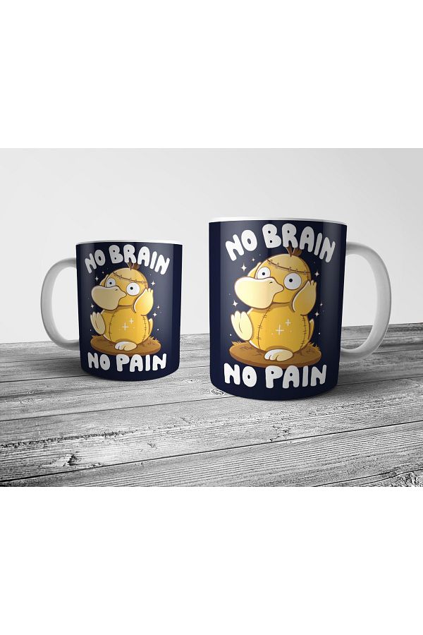 Pixxa-Psyduck No Brain No Pain Pokemon Duck Mug 1