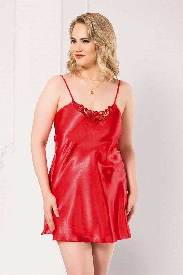Plus size red satin nightgown online