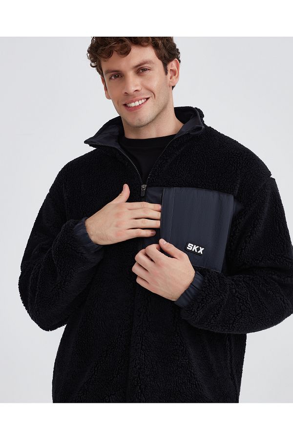 Skechers M Outdoor Fleece Full Zip Sherpa Men s Black Jacket S232294 001 Trendyol