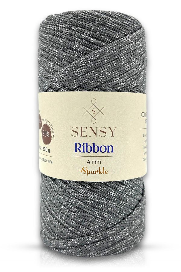 SENSY-200gr Premium Glitter Polyester String - Macrame Supla String και νήματα τσάντας γκρι 1