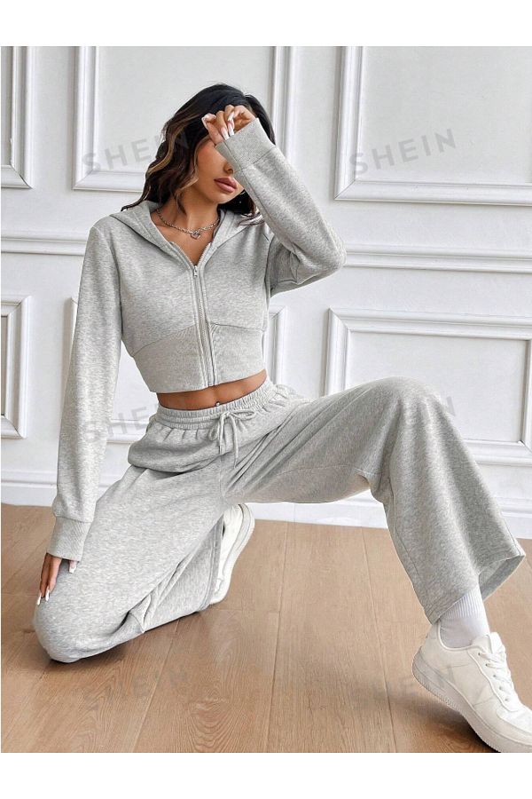 yx yustex sport Medium Thick Gray Walker Baggy Sweatpants 2 Thread Wide Leg Original Mold Trendyol