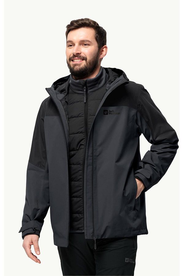 Jack Wolfskin-جلاباش 3in1 Jkt M Siyah Erkek Ceket 1