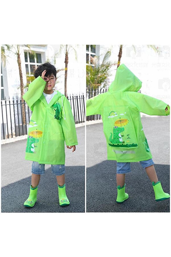 Mashotrend Hayvan Figürlü Kapüşonlu Çocuk Yağmurluk - Çocuk Yağmurluğu - Unisex Yağmurluk