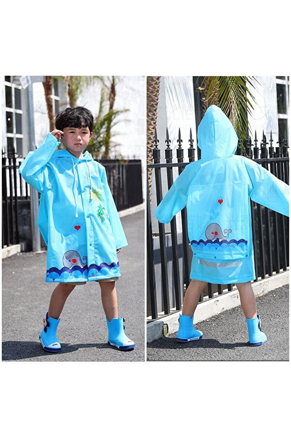 Mashotrend Hayvan Figürlü Kapüşonlu Çocuk Yağmurluk - Çocuk Yağmurluğu - Unisex Yağmurluk