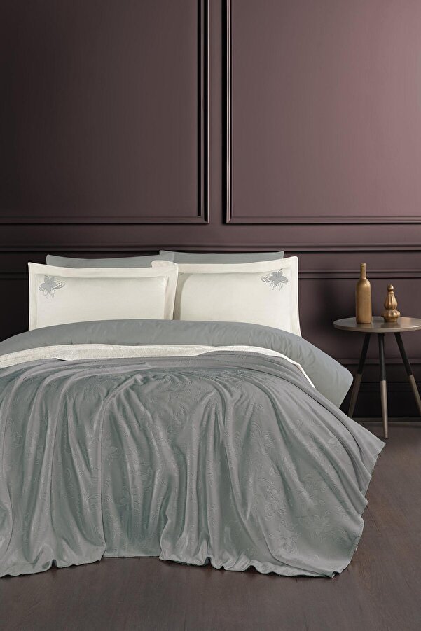 Altınbaşak Single Duvet Cover Gray Floral Trendyol