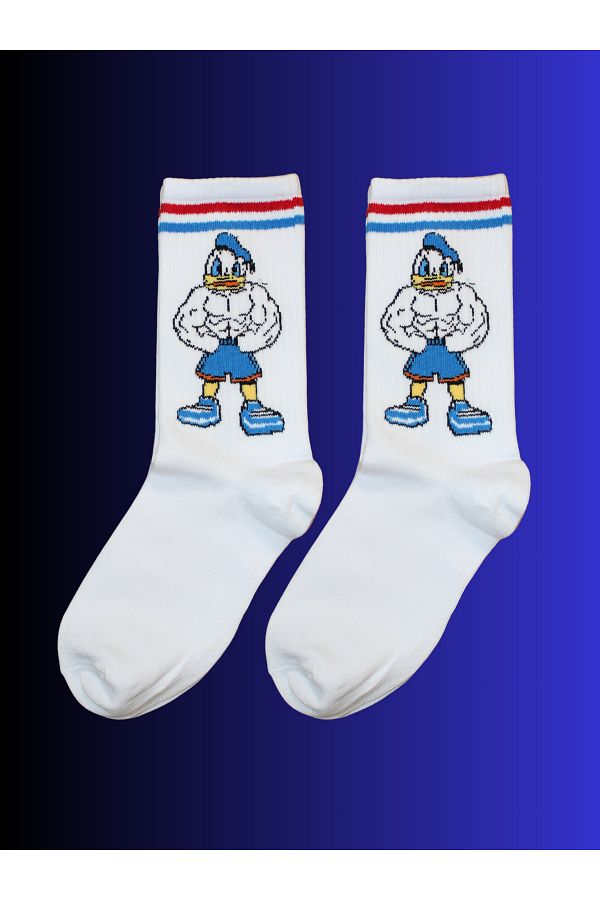 socksbox-Patterned White Tennis Socks / 1 Pair 1