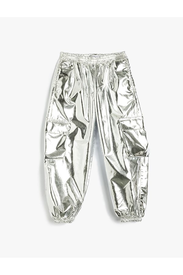 Koton-Polished Shiny Jogger Pants with Cargo Pockets and Elastic Waist 1