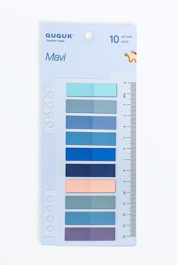 GUGUK-Transparent Pet Index with 10 Colored Blue Rulers - Post-it Sticky Note (Ggk-p008) 1