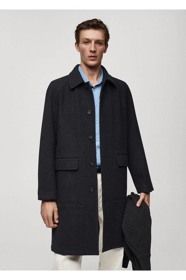 MANGO Man-Wool Coat with Pockets 1