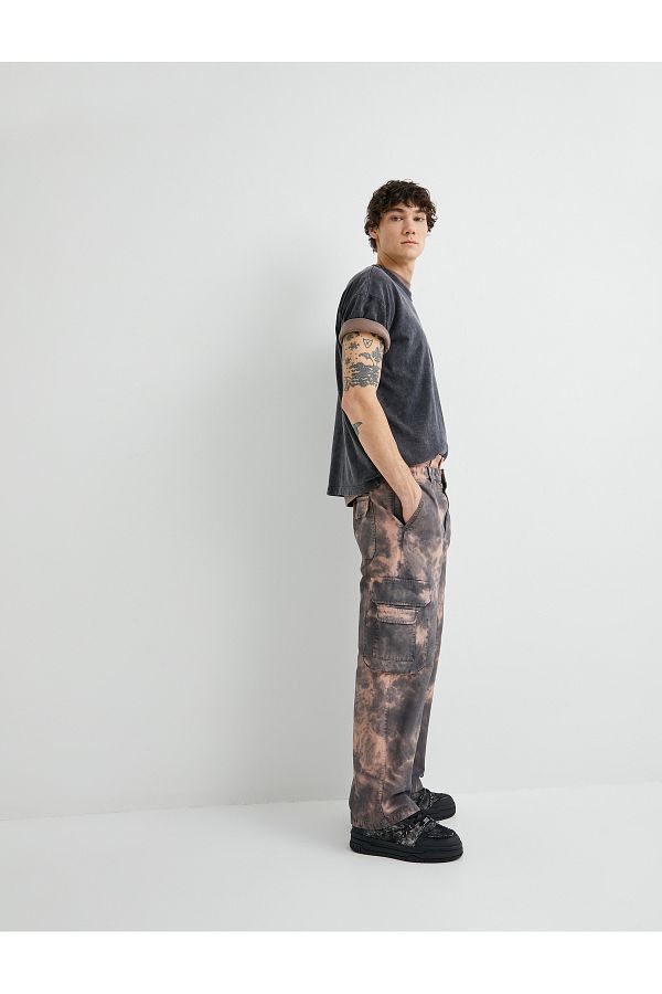 Koton Buttoned Elastic Waist Tie Dye Patterned Cargo Pocket Trousers Trendyol