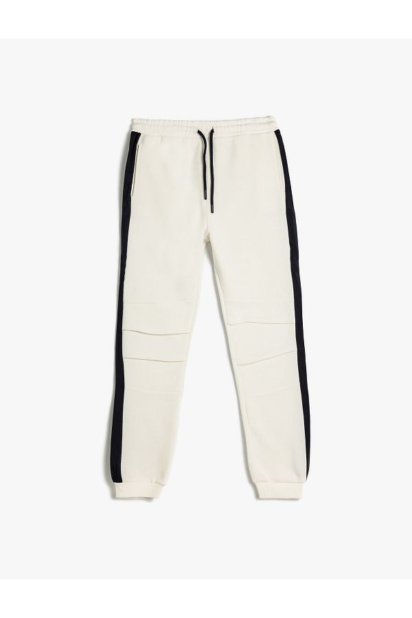 Koton-Jogger Sweatpants with Tie Waist Pockets and Color Block Stitching Detail 1