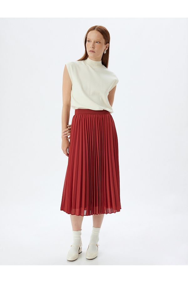 Koton-High Waist Midi Pleated Skirt 1