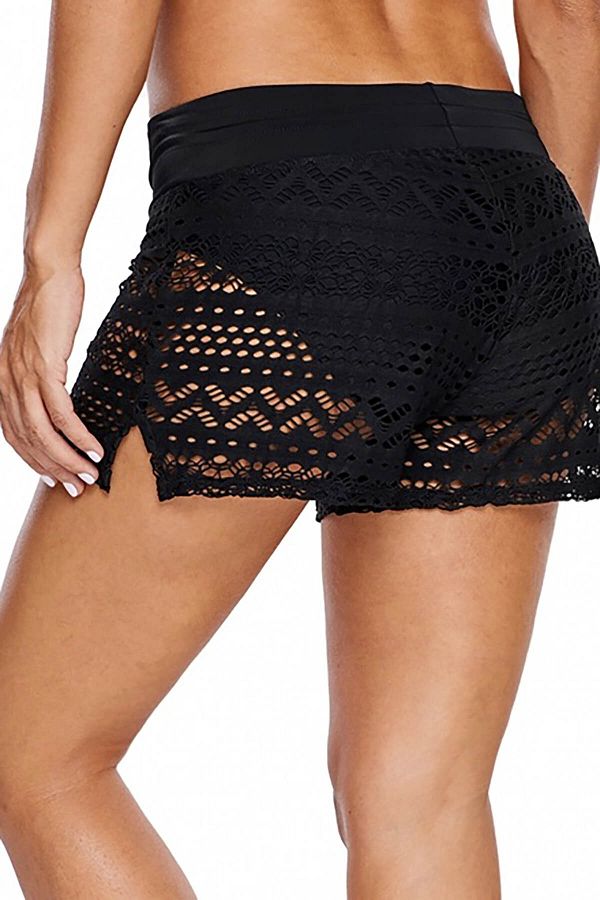 Angelsin Black Lace Swim Shorts Combined Bikini Bottom Trendyol