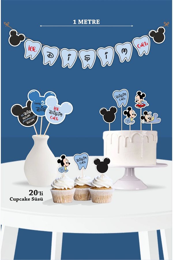 neşeli günlerim-My First Tooth Came Out Mickey Mouse Baby Themed - Tooth Wheat Set 1