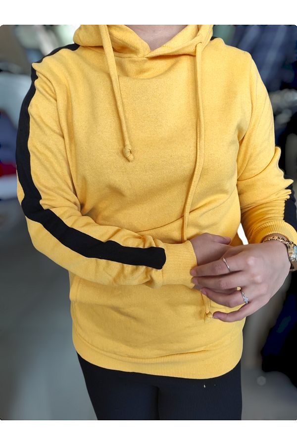 Sublime Butik Yellow Unisex Sweatshirt Black Stripe Detailed Trendyol