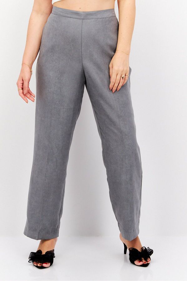 Alfred Dunner-Women Classic Fit Heather Straight Pants, Grey 1
