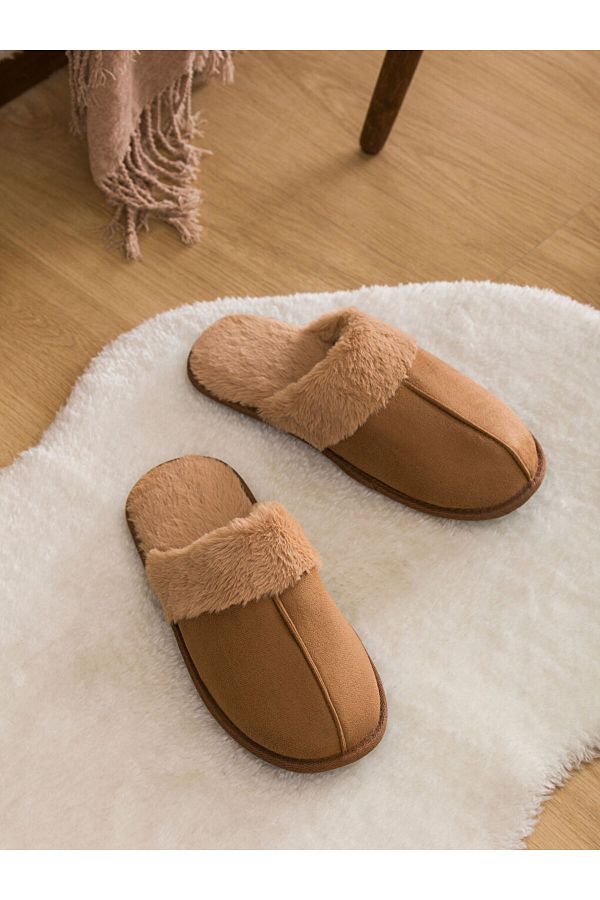 LC Waikiki Camel Hair Men s Suede House Slippers Trendyol