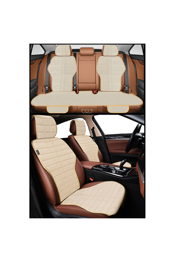 Bod Tay Tüyü Cepli Oto Koltuk Minder Seti Koltuk Koruma Kılıfı Spor Serisi Ön-arka Tam Set Bej