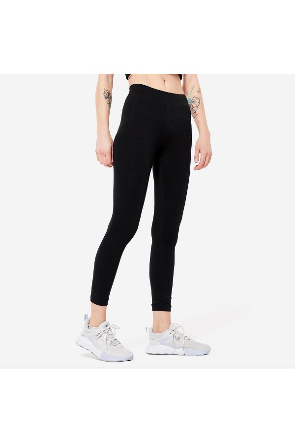 Decathlon Black Slim Fit Women s Sports Tights 7 8 Fitness 500 Trendyol