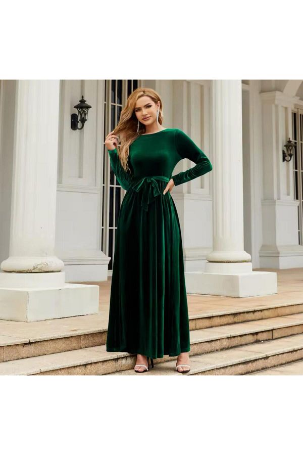 Styling Park Long Sleeve Belted Maxi Dress Trendyol