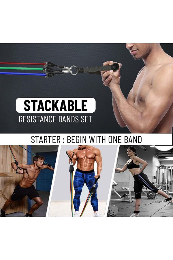 Everlast Ab. Expander Tube Set of 3 Resistance Level Light Medium and Hard Bands Set with Handles Trendyol