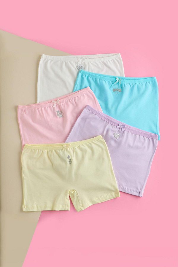 BONY SOCKS-Set de 5 boxeri colorați pentru fete - Detaliu fundă 1