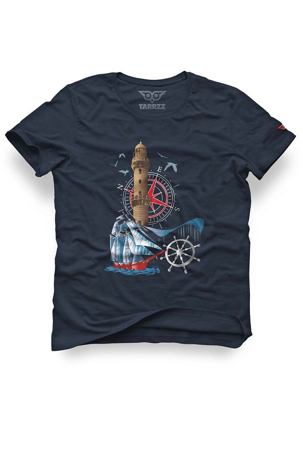 Tarrzzcom-Lighthouse and Sailboat Design T-Shirt 1