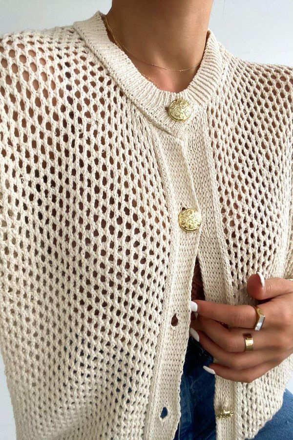 Gold mesh cardigan outlet