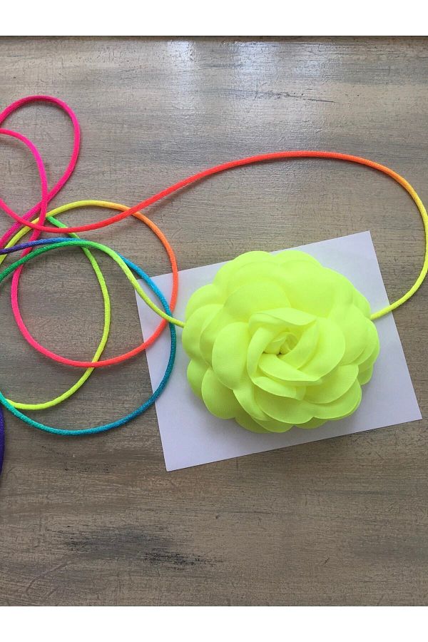 karantuhafiye Necklace choker Necklace laced Satin Rose Necklace neon Yellow Trendyol