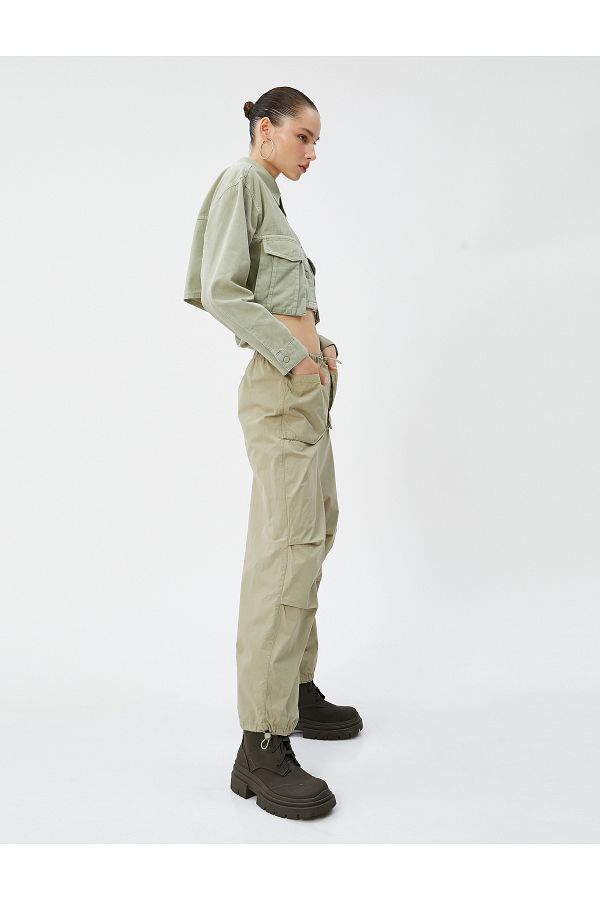 Koton-Cotton Parachute Pants with Pockets and Elastic Waist and Leg Detail 1