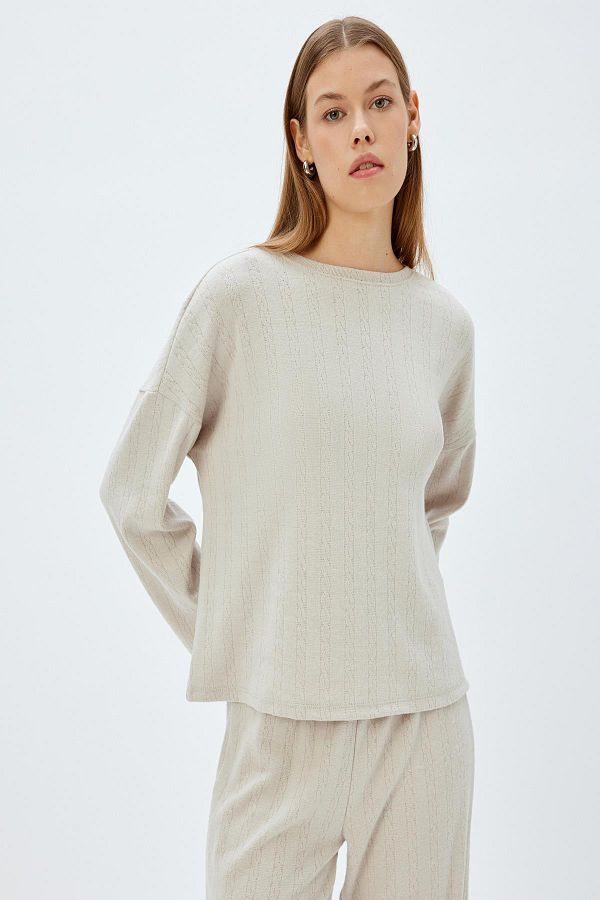 Koton-Graues Damen-Pyjama-Oberteil 5WLK40083MK 1