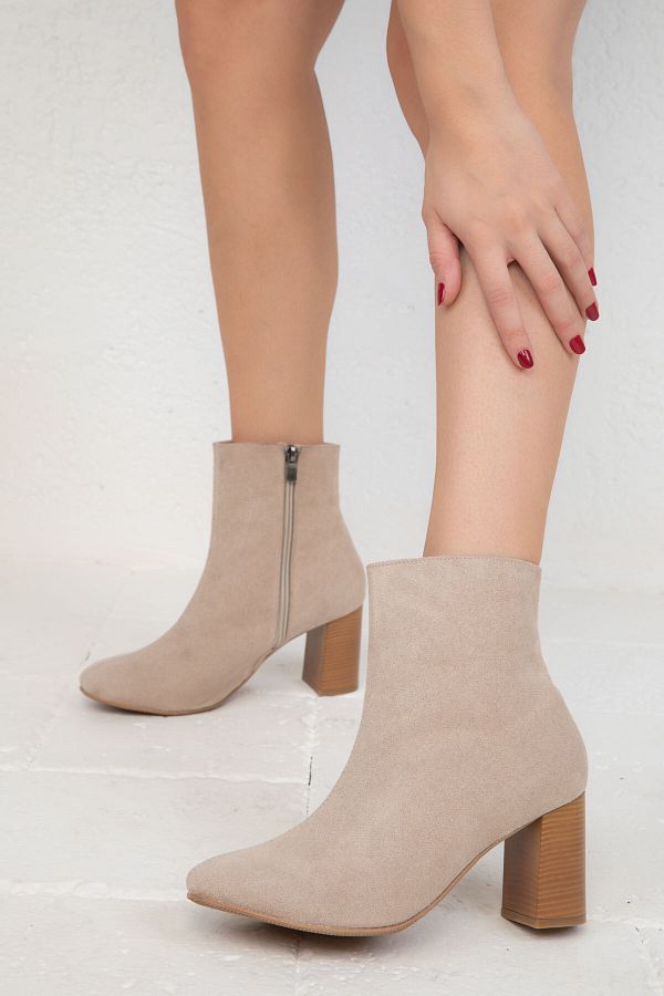 Suede nude booties deals