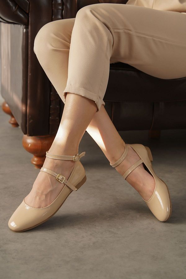 Tan ballerina shoes sales