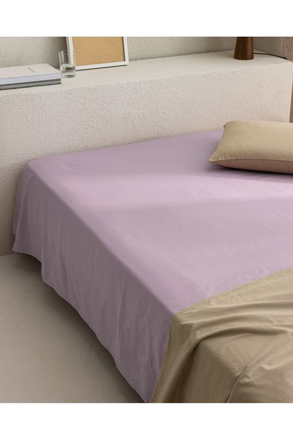 Madame Coco-Manon Single 100% Cotton Ranforce Elasticless Sheet - Light Plum 1