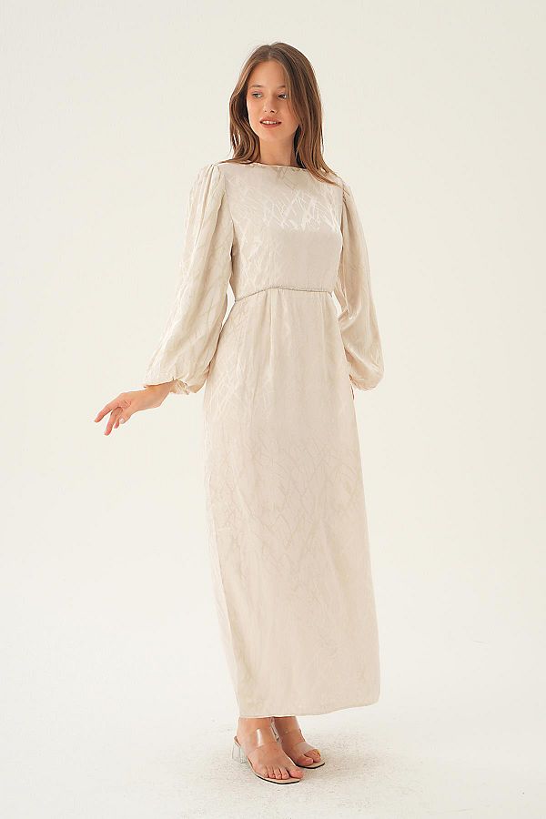 Rays-4209A Stone Color BAlloon Sleeve Dress 1