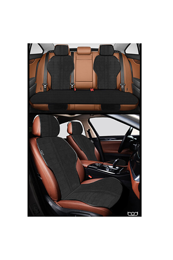 Bod Tay Tüyü Cepli Oto Koltuk Minder Seti Koltuk Koruma Kılıfı Spor Serisi (ÖN -ARKA TAM SET) Füme